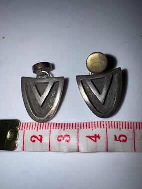 Source Unknown Blackened Silver Geometric Drop Earrings